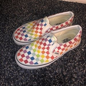 Rainbow Checkered Slip-On Vans